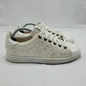 Victoria Women's Tennis Glitter Trainer Lace Up Sneaker White Size 38